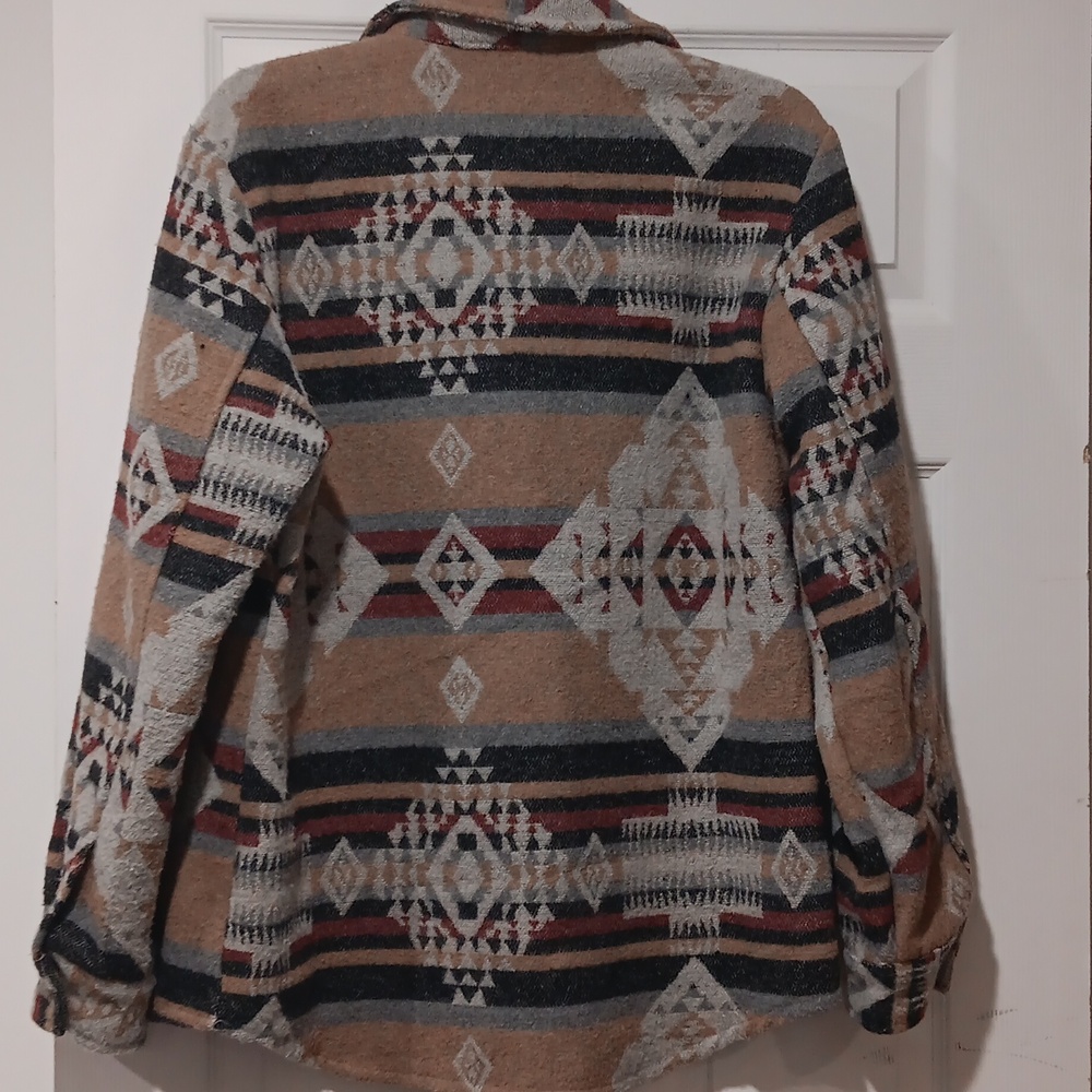 SHEIN Geometric Pattern Jacket - Gray, Brown, Black - Picture 5 of 5